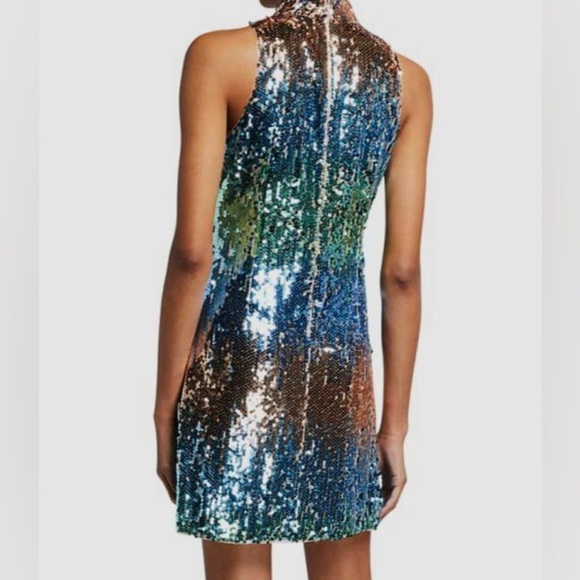 Aidan Mattox Sequin Halter Shift Dress - Blue and Green - Picture 2 of 11